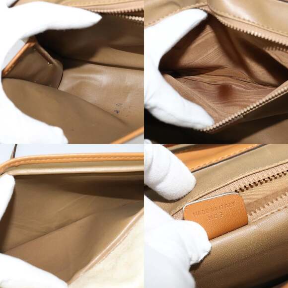 CELINE Macadam Canvas Shoulder Bag Pvc Leather White Gold - Picture 12 of 12